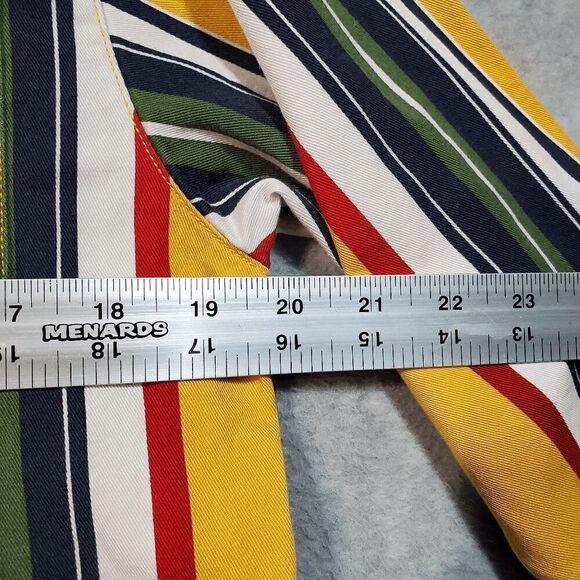 GUESS Shirt Mens Large Green Striped Regular Fit Collar Casual Button Down Vtg - Picture 4 of 12